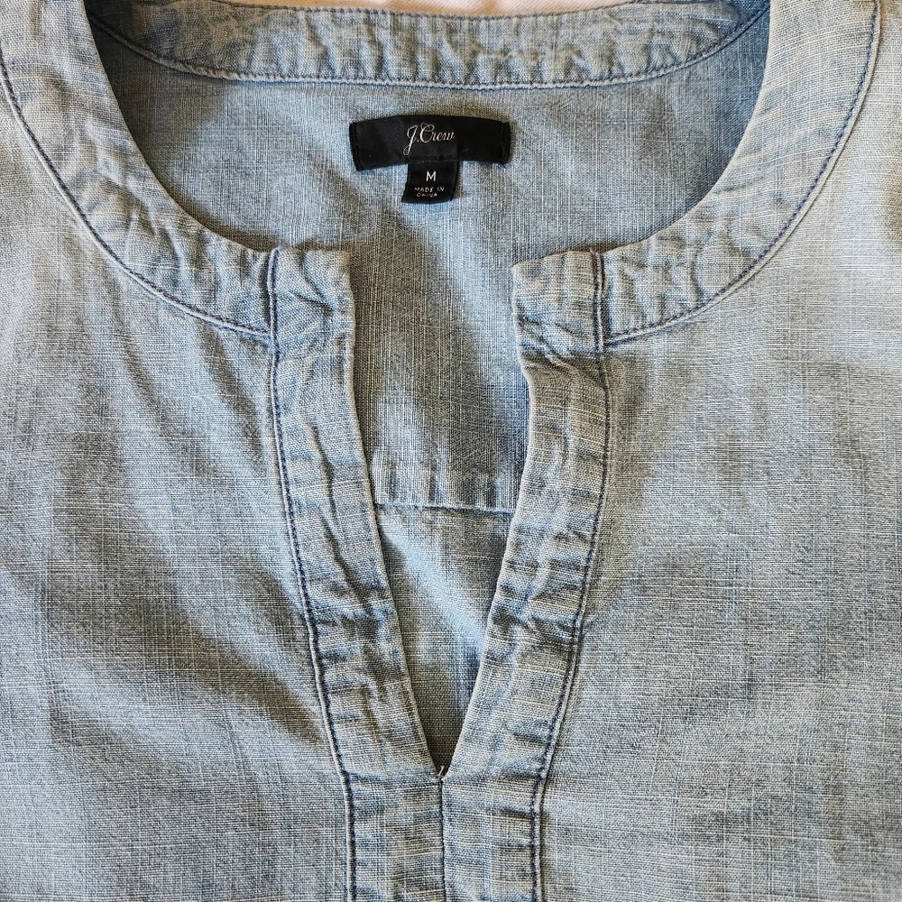 J.Crew Chambray Peasant Sleeve Top Women’s M Light Denim Tunic